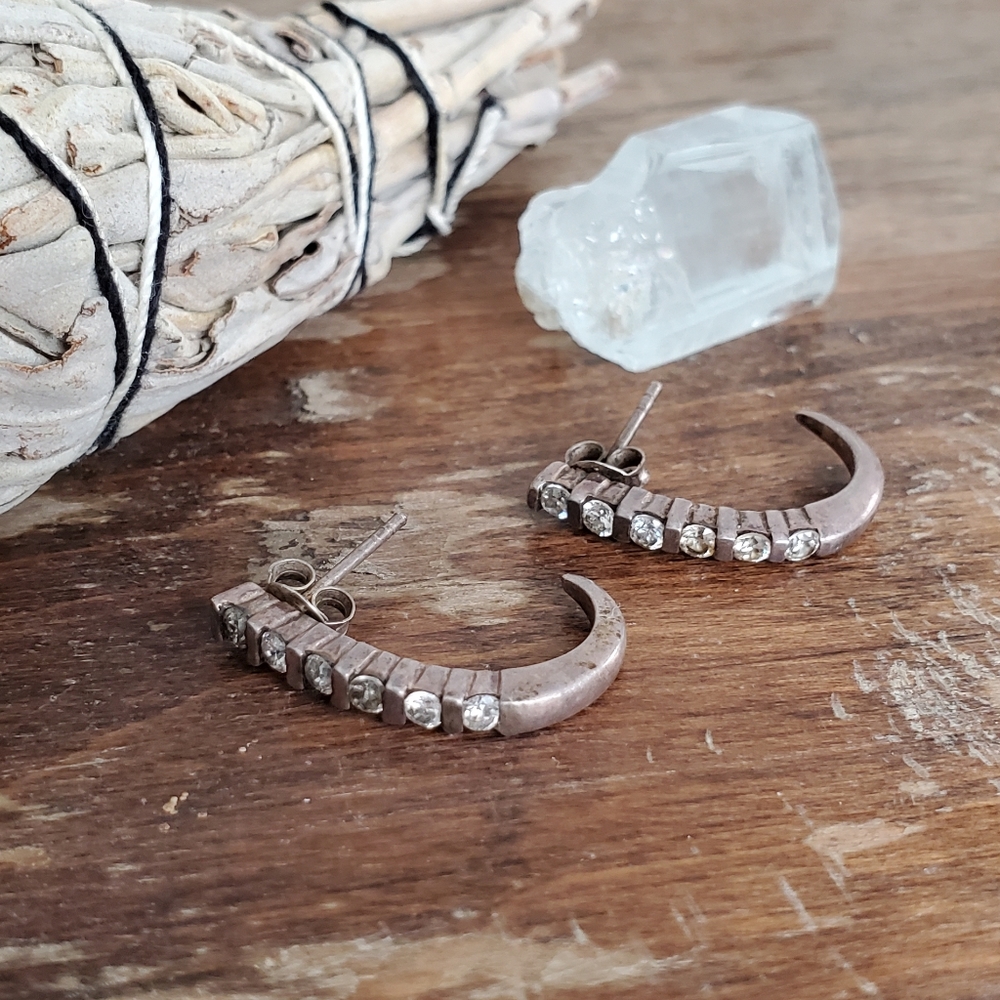sterling silver white gemstone boho hook earrings